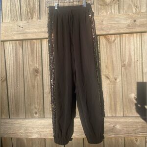 TCEC Black Sequin Track Pants Size S